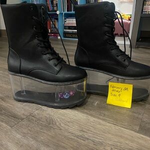 Black Platform Lace-Up Boots